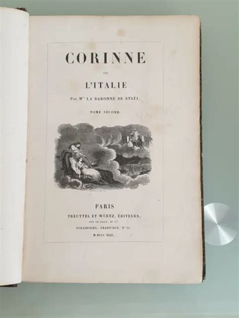 Corinne Ou Litalie Par La Baronne De Stael Tome Second 1852 Eur 800 Picclick Fr