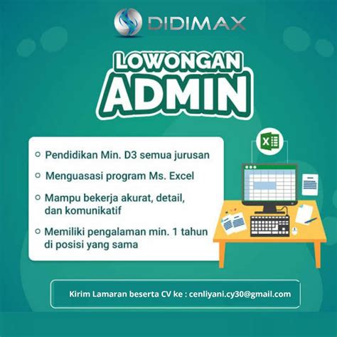 Последние твиты от lowongan indo (@lowonganindotop). Lowongan Kerja Admin PT. Didimax Bandung Juni 2020 - Info Loker Bandung 2020