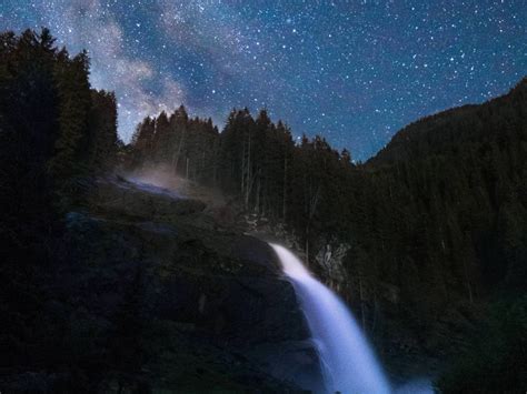The Milky Way Above One Of The Largest European Waterfalls Wallpaper In