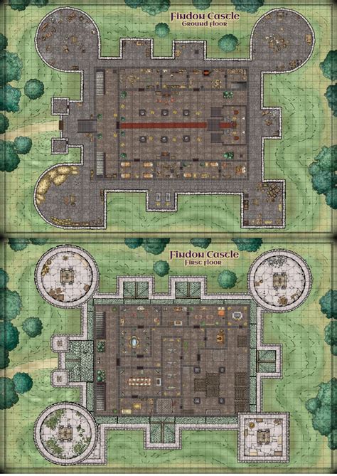 Battlemap Ruined Castle 50x50 Free Dndmaps Fantasy Ma
