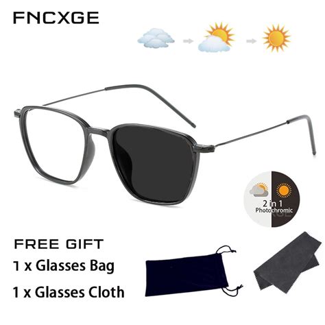 Fncxge Photochromic Anti Blue Glasses Women Men Square Anti Radiation Eye Galsses Fashion Shades