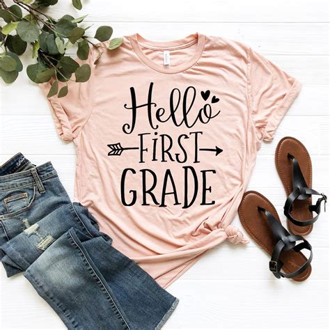 Hello First Grade Shirt First Grade Teacher Back To School Etsy