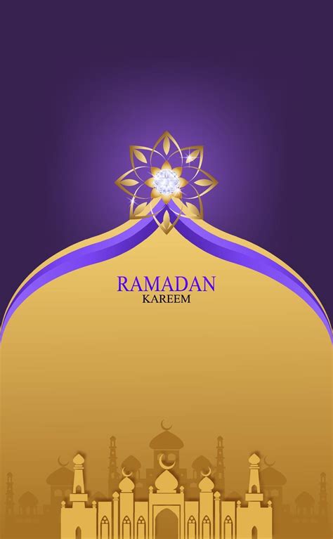 Carte Postale De Voeux Pour Le Ramadan Or Et Diamant Avec Vecteur