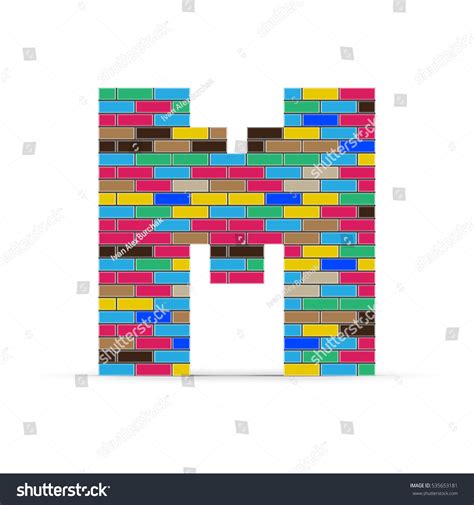 Pixel Letter M Multicolored Bricks Isolated Stock Vector Royalty Free