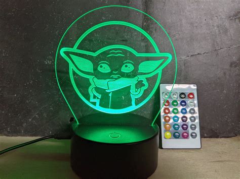 Baby Yoda The Child Night Light Lighted Led Acrylic Sign Etsy