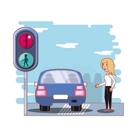 Security Of Pedestrian In The Road Stock Vector Illustration Of