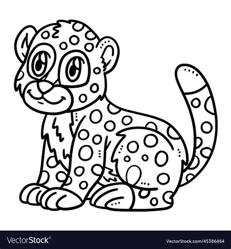 Baby Cheetah Isolated Coloring Page For Kids Vector Image