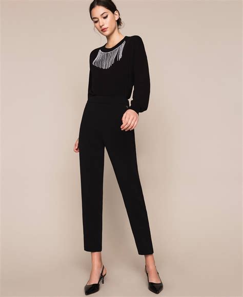 Pantaloni morbidi in georgette Donna, Rosso | TWINSET Milano