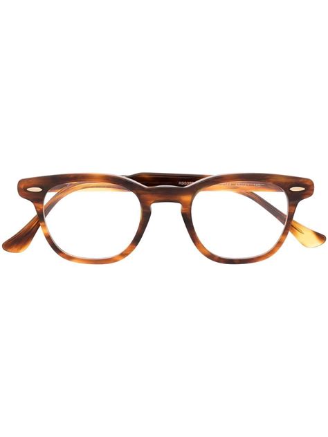 ray ban tortoiseshell effect round frame glasses farfetch