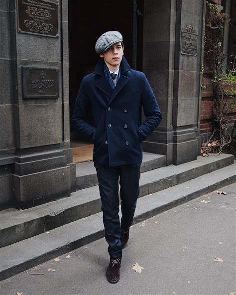 Great Look By Theyounggent With A Fall Combo With A Navy Pea Coat Gray