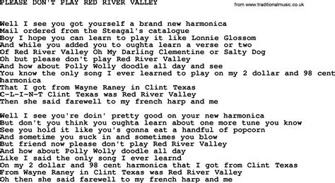 C f c g remember the red river valley. Johnny Cash song: Please Don't Play Red River Valley, lyrics