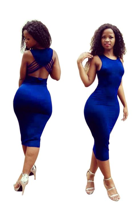 Back Cross Scoop Pure Color Bodycon Tee Length Dress Curvy Girl Outfits Curvy Women Fashion