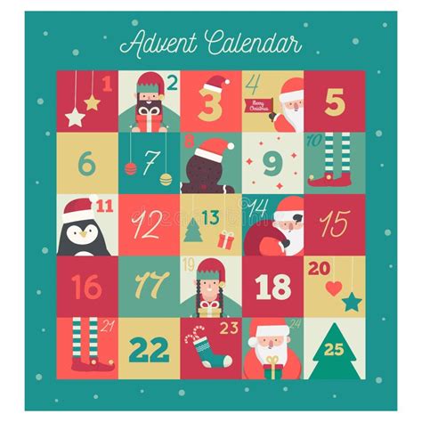 Happy Merry Christmas Advent Calendar Vector Stock Vector