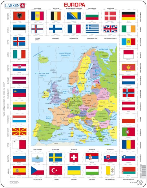 Suchen sie nach europäische länder flaggen mit ländernamen. Larsen Lernpuzzle Europa und Flaggen von Larsen Puzzle ...