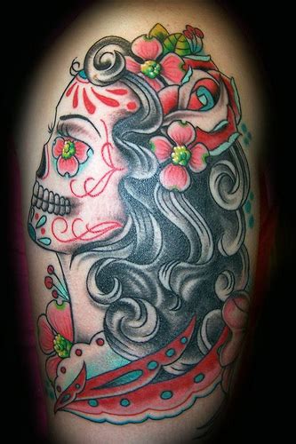 Girl Sugar Skull Tattoo Design