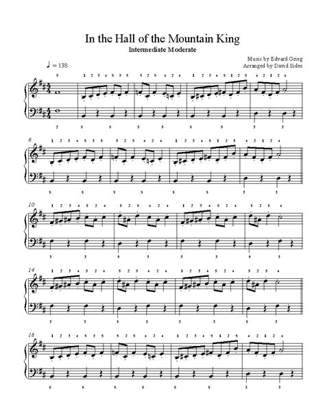 In The Hall Of The Mountain King By Edvard Grieg Sheet Music And Lesson