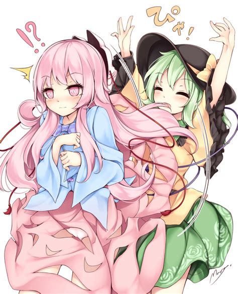 Safebooru 2girls Assisted Exposure Blush Bow Closed Eyes Embarrassed