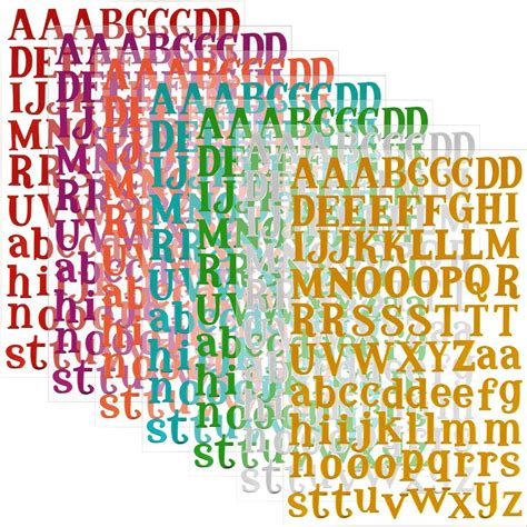 7 Sheets Letter Sticker Colorful Alphabet Sticker Self Adhesive Vinyl