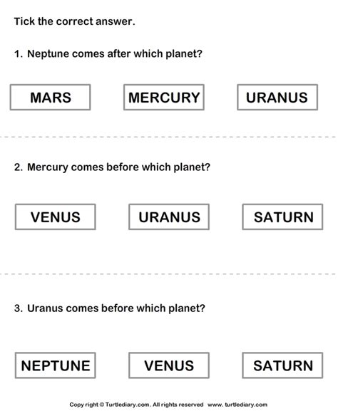 Planets In Solar System Worksheet Turtle Diary