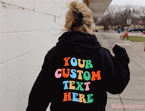 Your Custom Text Here On Back Sweatshirthoodie Hoodies For Etsy