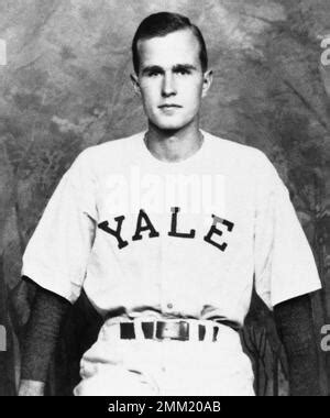 George Bush Captain Of The Yale Baseball Team Receives Babe Ruth S