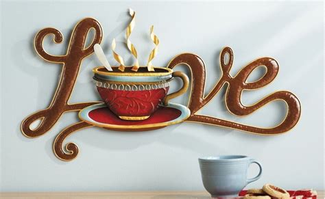 Retro colored cup of latte kitchen metal wall art decor hanging will add some excitement to your kitchen wall decor. Steaming Coffee Cup LOVE Metal Wall Art Plaque Hanging ...