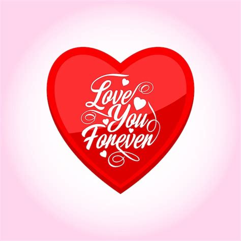 Free Vector Love You Forever With Pink Background And Red Heart