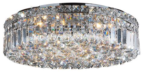 Cascade 6 Light Chrome Finish Crystal 20 Round Flush Mount Ceiling