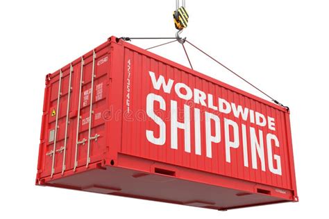 World Wide Shipping Red Hanging Cargo Container Stock Photo Image