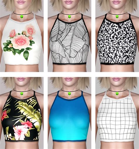 Simt0rr “halter Crop Top For Your Female Sims • Mesh By Me • Fully