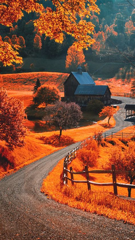 秋の田舎風景 Iphone14スマホ壁紙待受画像ギャラリー