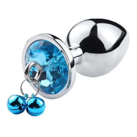 Medium Size Jewelry Base Anal Butt Plugs Metal Anal Vagina Massager Plug With Bell Sex Toys For