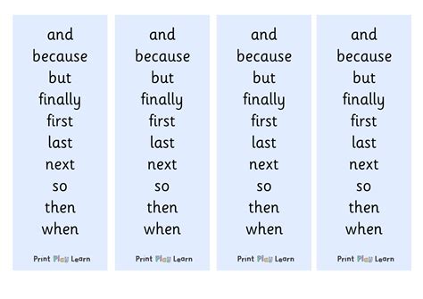 Conjunctions Connectives Word Mat Book Mark Printable Teaching