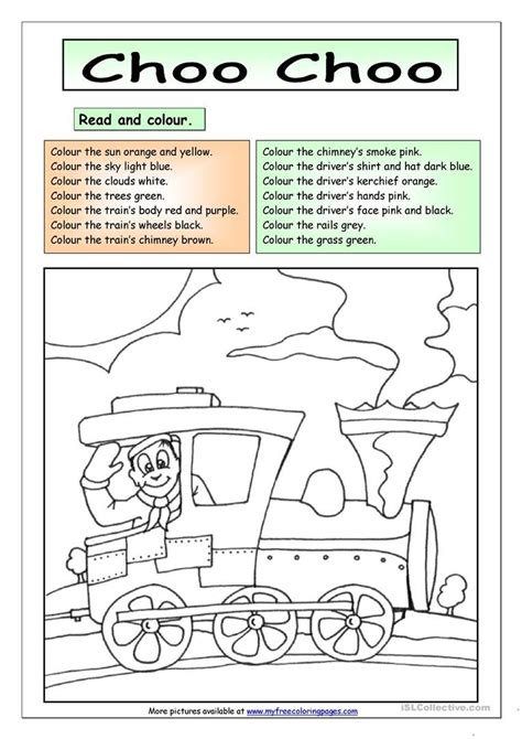 Read And Colour Choo Choo Worksheet Free Esl Printable Worksheets