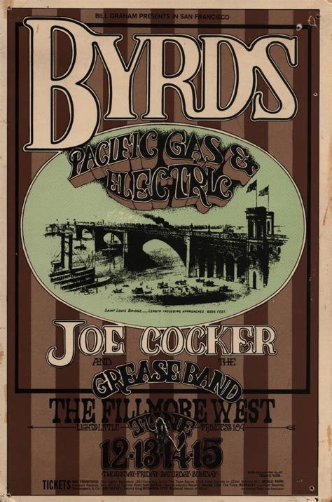 The Byrds Vintage Concert Poster From Fillmore West Jun 12 1969 At