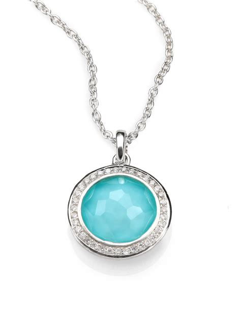 Ippolita Turquoise Doublet Diamond Sterling Silver Pendant Necklace