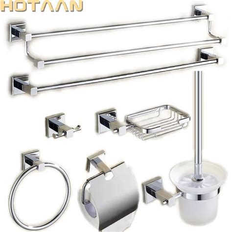 Chrome Plated Solid Brass Bathroom Accessories Sets European Square