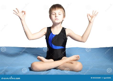 Young Boy Practices Yoga Stock Image Image Of Cute Relaxation 85555081