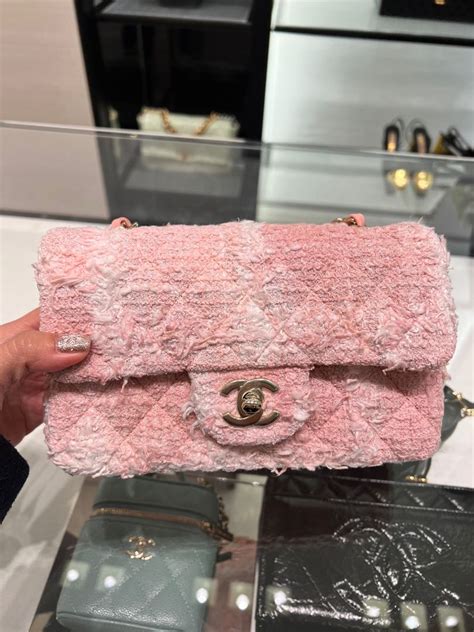 Chanel 22c Pink Tweed Mini Rectangle Womens Fashion Bags And Wallets