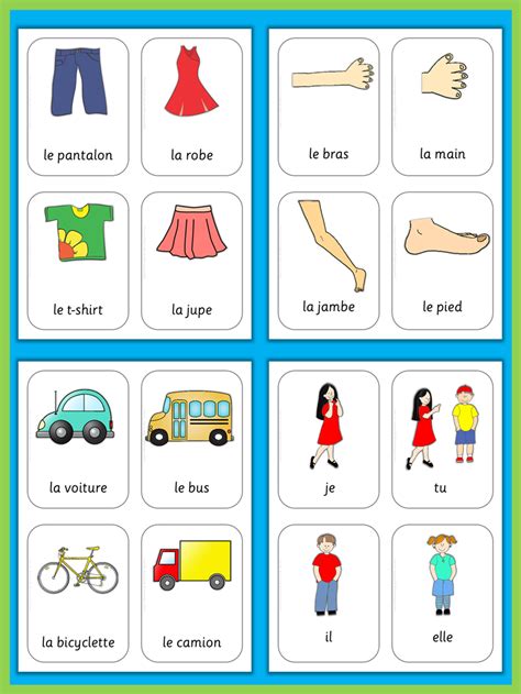 French Flash Cards Basic Vocabulary French Lessons French Worksheets
