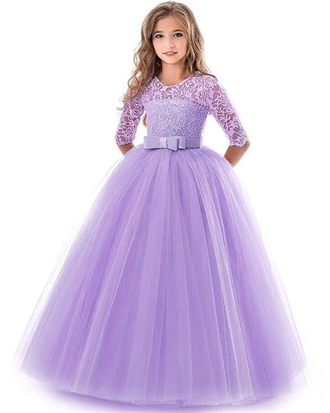 Nnjxd Girl Sleeveless Embroidery Princess Pageant Dresses Kids Prom