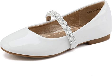 Dream Pairs Mädchen Mary Jane Ballerina Flache Schuhe Weiß Pat Größe 2