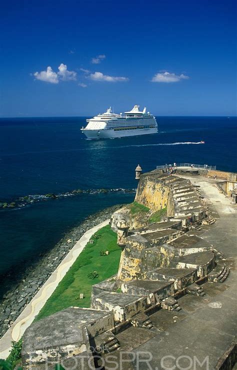 Cruise Ship Entering San Juan Harbor El Morro Castle In The