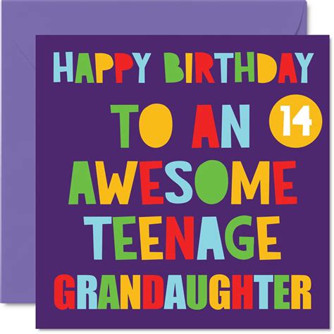 Buy Stuff4 Fun 14th Birthday Cards For Granddaughter Awesome Teenage Granddaughter 14 Happy
