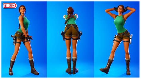 Fortnite Thicc Lara Croft Skin Showcased With All Hot Dances And Emotes