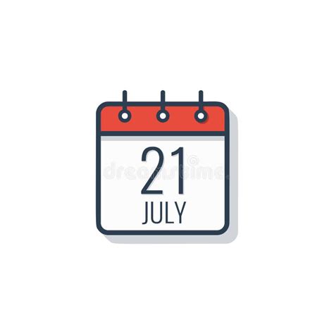 Calendar Day Icon Isolated On White Background July 21 Stock