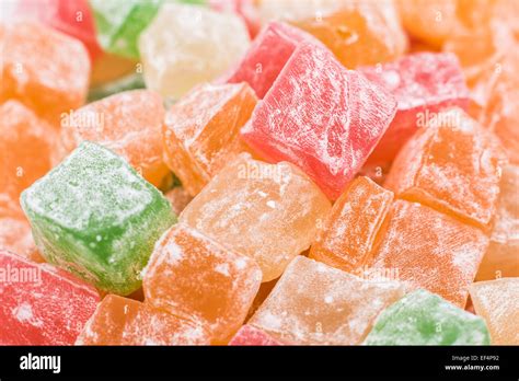 Turkish Delight Sweets With Powdered Sugar Close Up Stock Photo Alamy