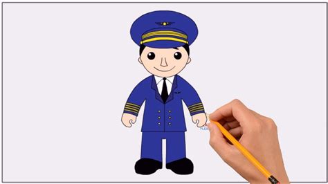 How To Draw A Pilot Step By Step Easy Coloring Book Page And Drawing