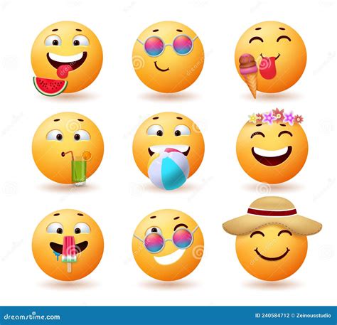 Emoji Summer Emoticon Vector Set Emojis Characters With Summer Hot Sex Picture