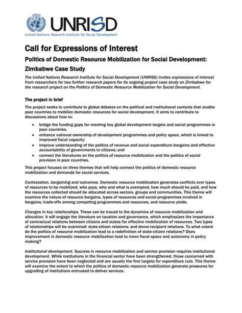 Call For Expressions Of Interest